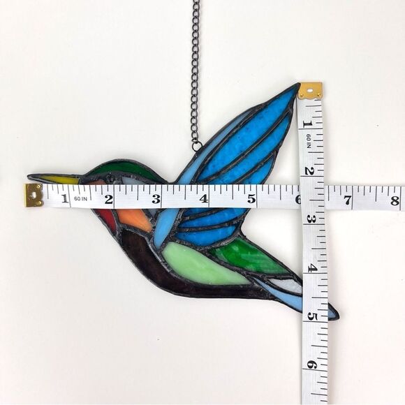 Stained Glass Birds hanging Handcrafted window Sun Catcher LOT of 2 - Picture 5 of 6